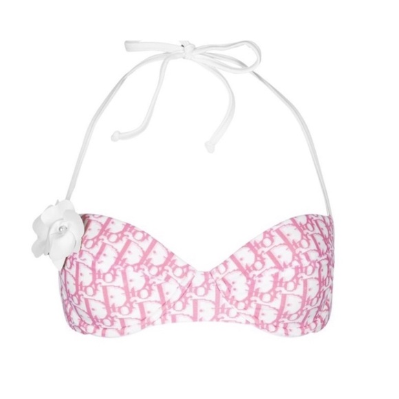 Christian Dior By John Galliano Girly Pink Monogram Trotter Logo Bikini Bra - Picture 8 of 16